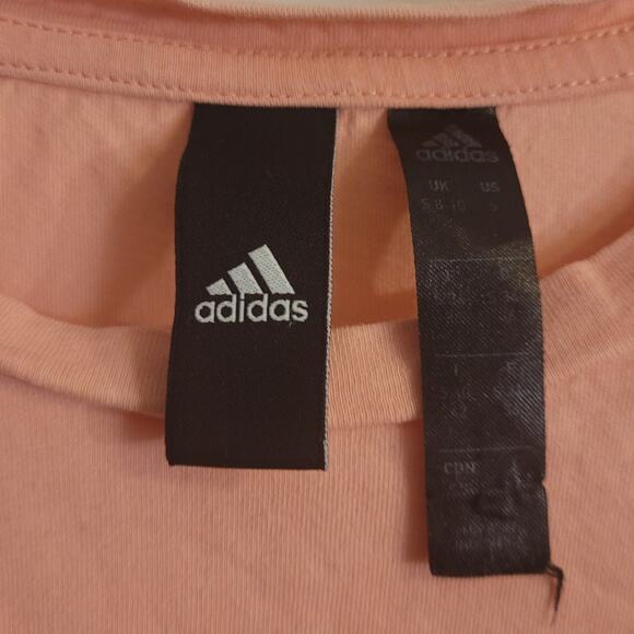 Adidas Pink Cropped Workout T-Shirt Size Small Gym Yoga Athleisure Logo Active - Picture 5 of 10